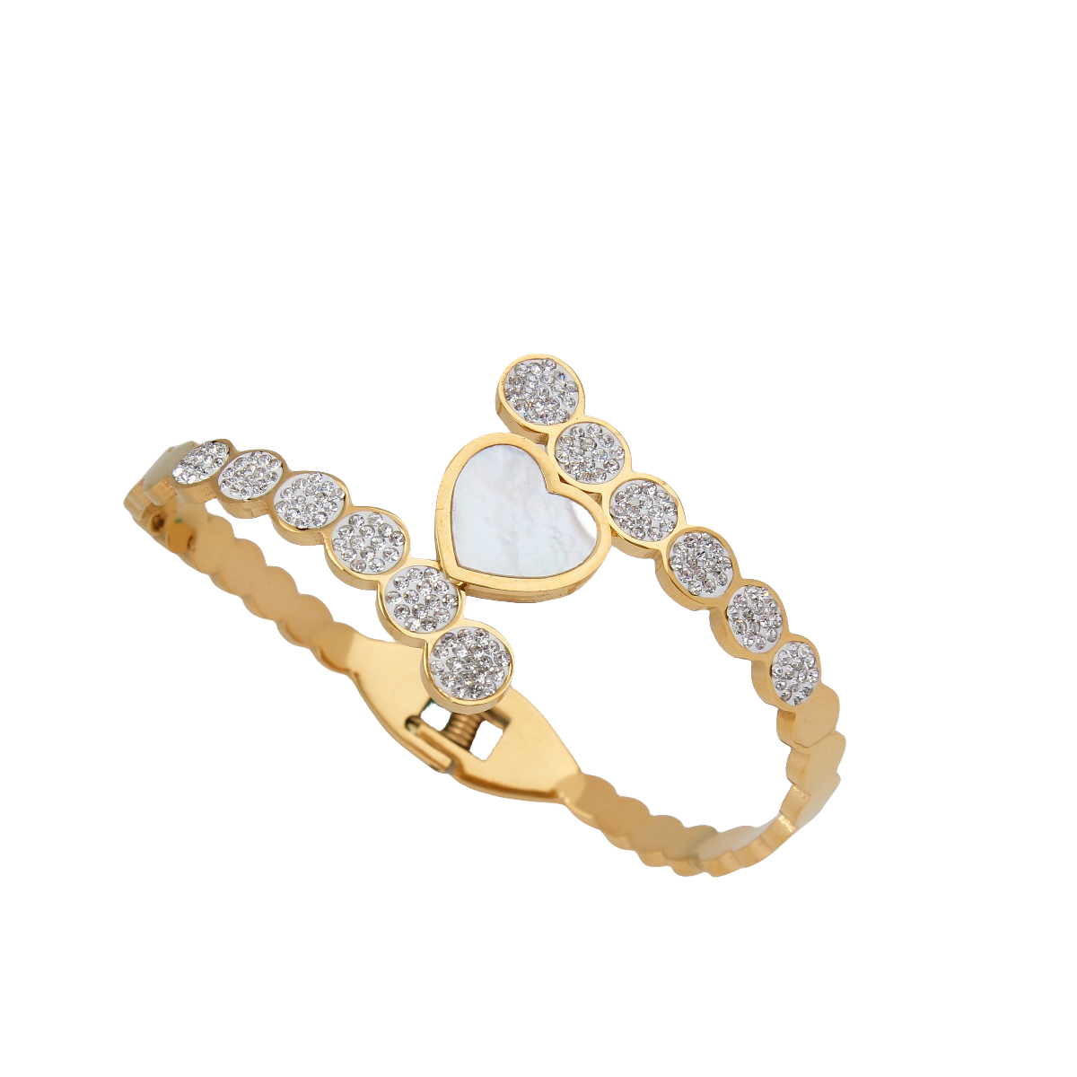 B001 Cute Love Heart Gold Plating Staiess Steel Lucky Cuff Bangles for Women, Ttanh Cute Love Heart Bracelet Wedding Party Charm Bangles Jewelry Gift for Teen Girls - Image 4