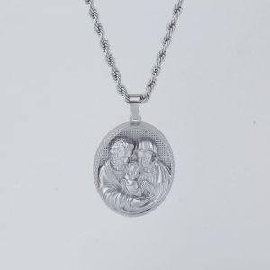 RN005 Crucifix Cross Pendant with Chain Baptism Christian Jewelry Stainless Steel/18K Gold Antique Jesus Necklace, Gift Packed,Length 22"