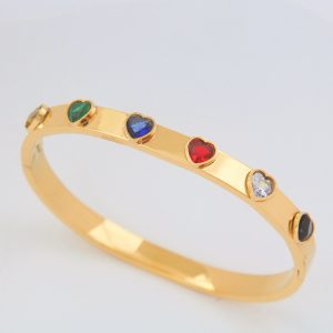 Fantasticmiya titanium heart bangle bracelet , color not fade, waterproof ，Side Opening B75