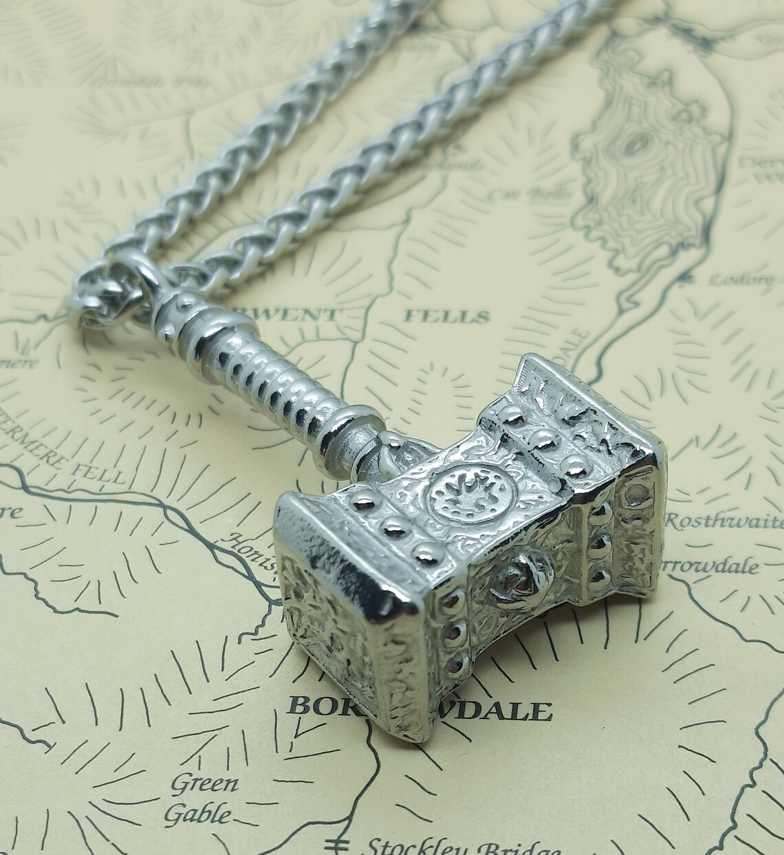 HN007:Hip-Hop Style Necklace,,Thors Hammer Necklace for Women and Men - Image 5
