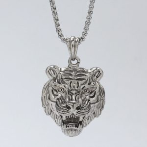 HN008:Hip-Hop Style Necklace, Stainless Steel Tiger Head Pendant Necklace for Women and Men