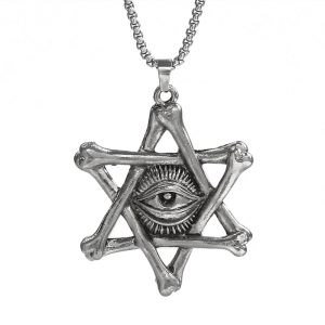 HN013:Hip-Hop Style Demon Eye Hipster Hexagonal Star Pendant Necklace for Women and Men