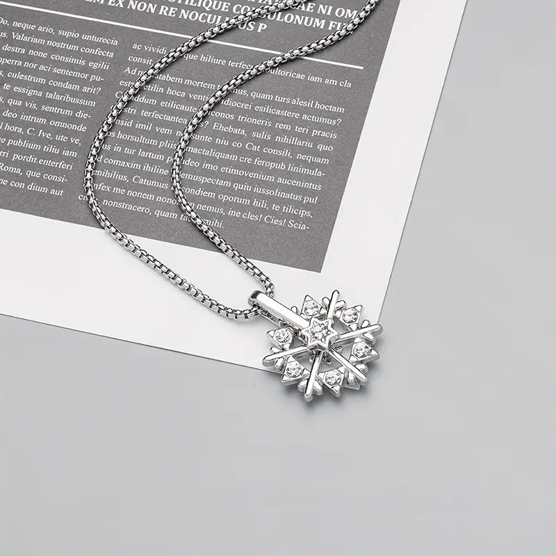 HN015:Hip-Hop Style Necklace, Snowflake Pendant Necklace for Women and Men - Image 3