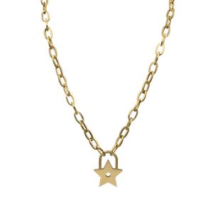 N006:Stainless Steel Star Pendant Chain Necklace For Women And Men, Color Not Fade, Waterproof