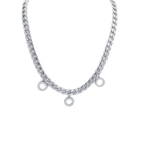N009:Stainless Steel Circle Pendant Chain Necklace For Women And Men,Color Not Fade, Waterproof