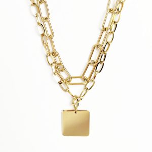 N026:Vintage Exquisite Geometry Design Stainless Steel Pendant Necklace For Women And Men, Color Not Fade, Waterproof