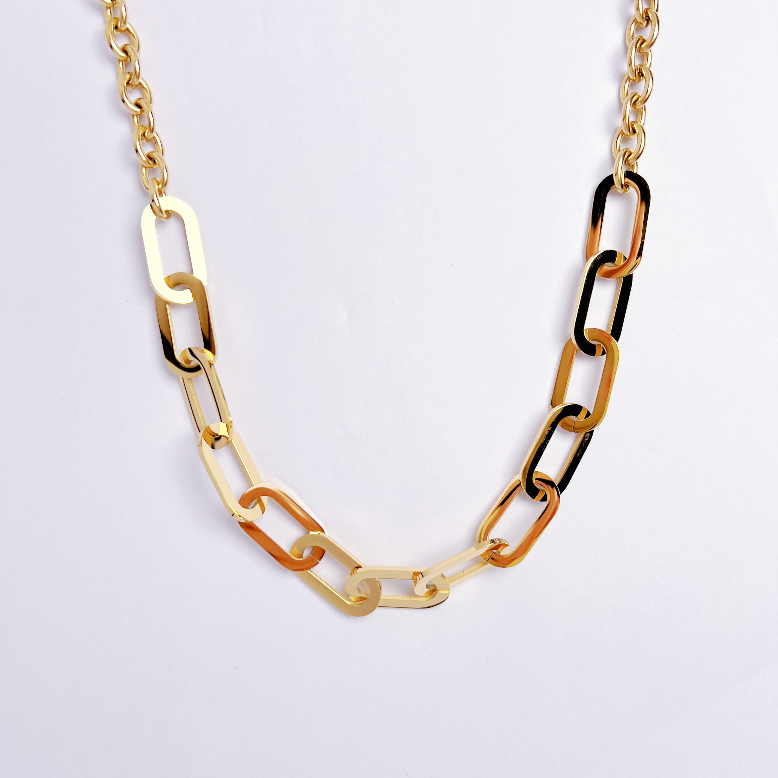 N029:Paperclip Chain Necklace For Women And Men, Color Not Fade, Waterproof