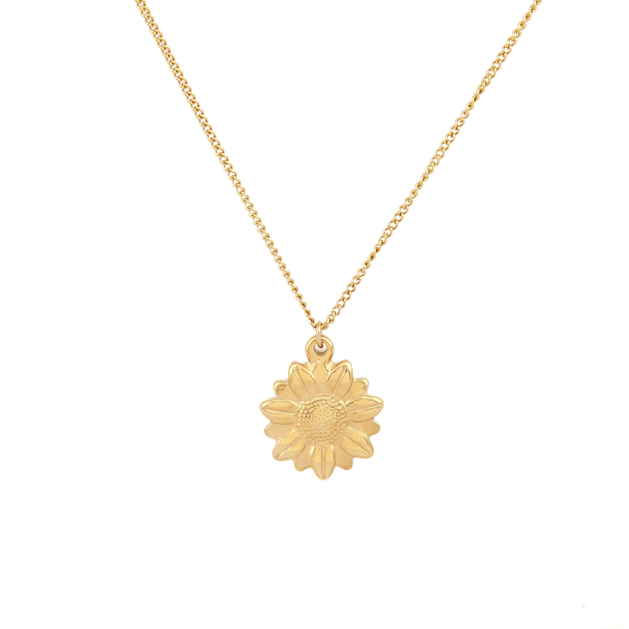 N120:Flower Pendant, Daisy Necklace, Garden Charms, Thin Chain, Stainless Steel Pendent Necklace For Women And Men, Color Not Fade, Waterproof